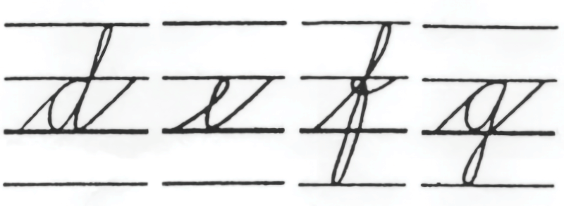 四线格上的字母，由 Roberto94 手写，来自 Wikipedia